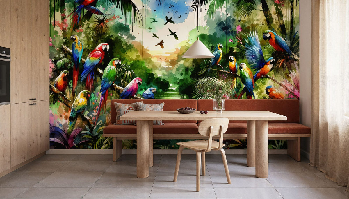 Watercolor Jungle Mural Wallpaper - room preview 02