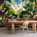 Watercolor Jungle Mural Wallpaper - room preview 02
