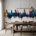 Buenos Aires Argentina Skyline Blue & Bronze Mural Wallpaper - room preview 02