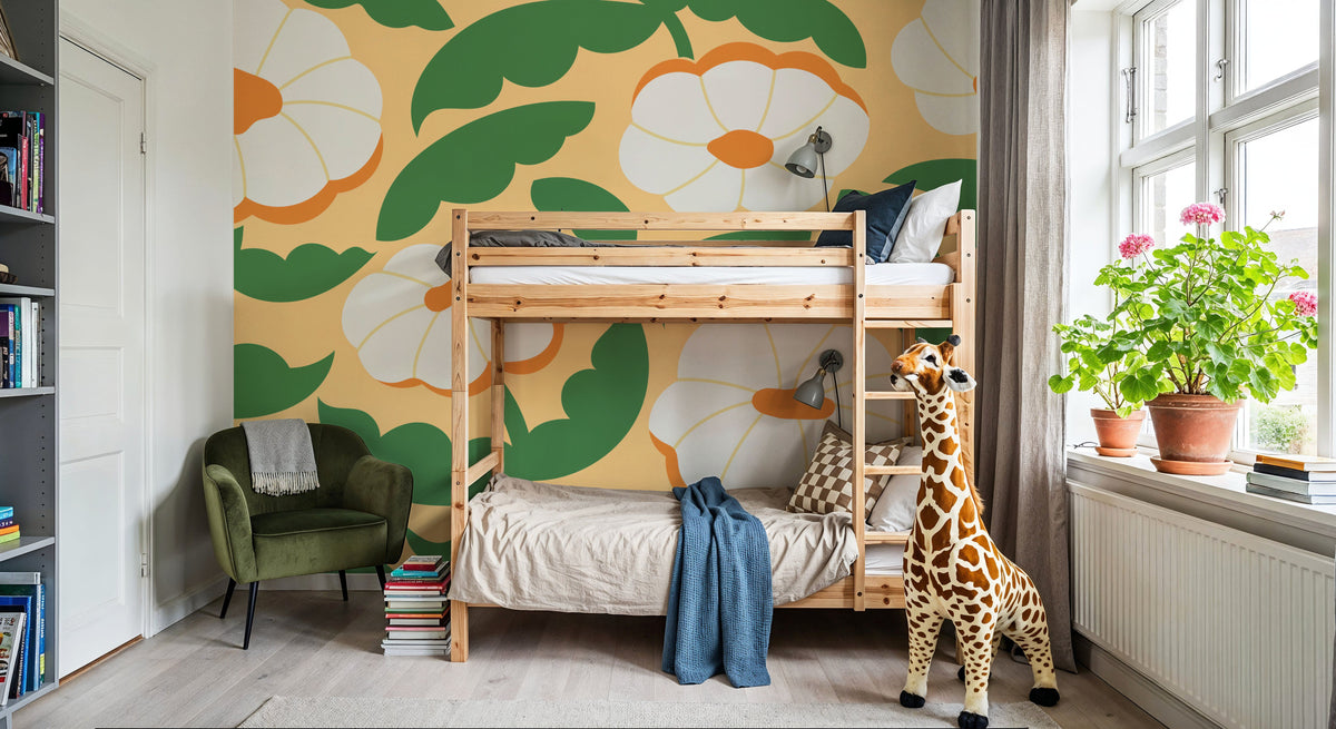Tangerine Bloom Mural Wallpaper - room preview 02