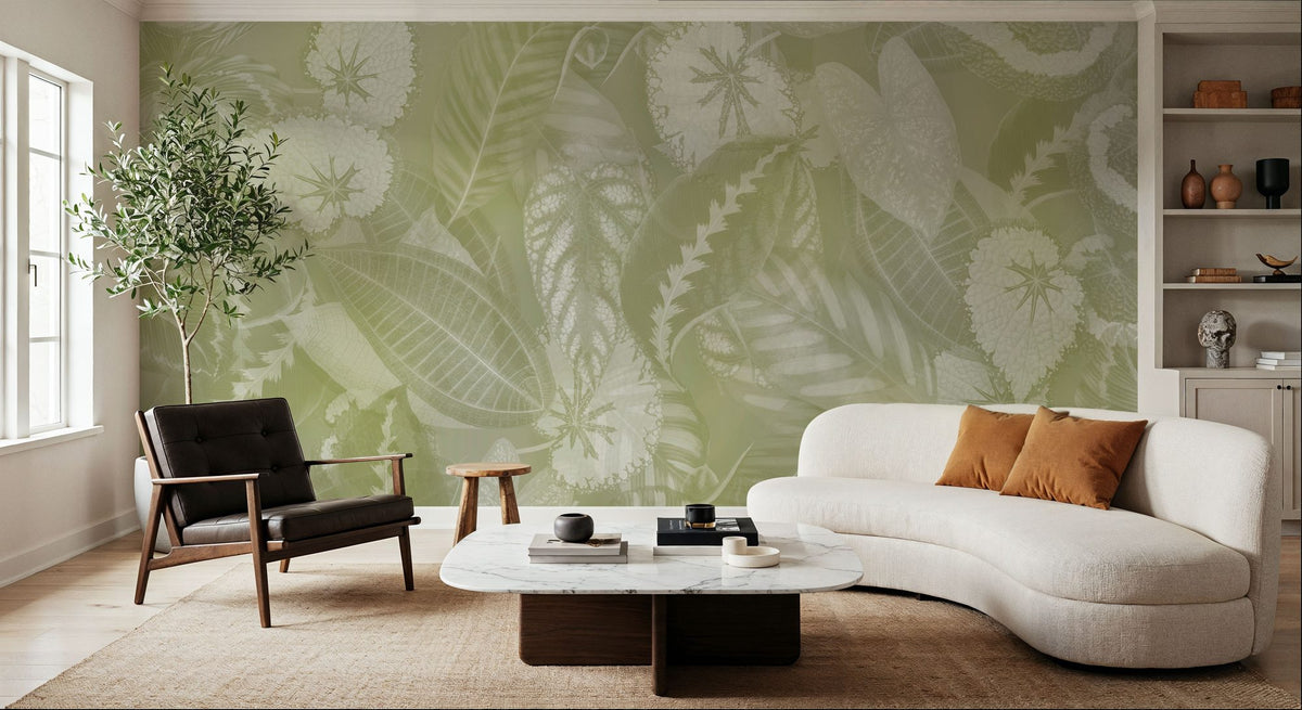 Secret Leaves Mural Wallpaper - Warm Tone - room preview 02