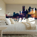 Pittsburg Pennsylvania Skyline Blue & Bronze Mural Wallpaper - room preview 02