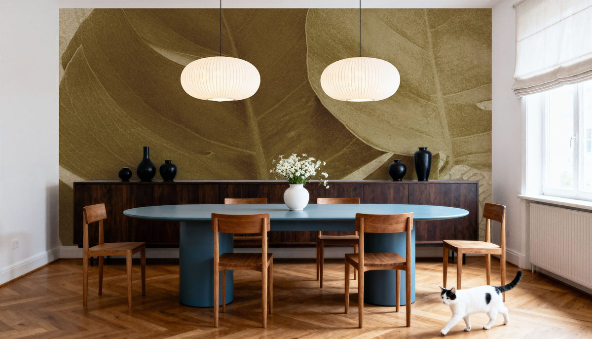 Ornate Monstera Leaf II Mural Wallpaper - room preview 02