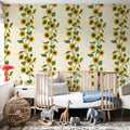Sunflower Stripes, Cream Mural Wallpaper - room preview 02