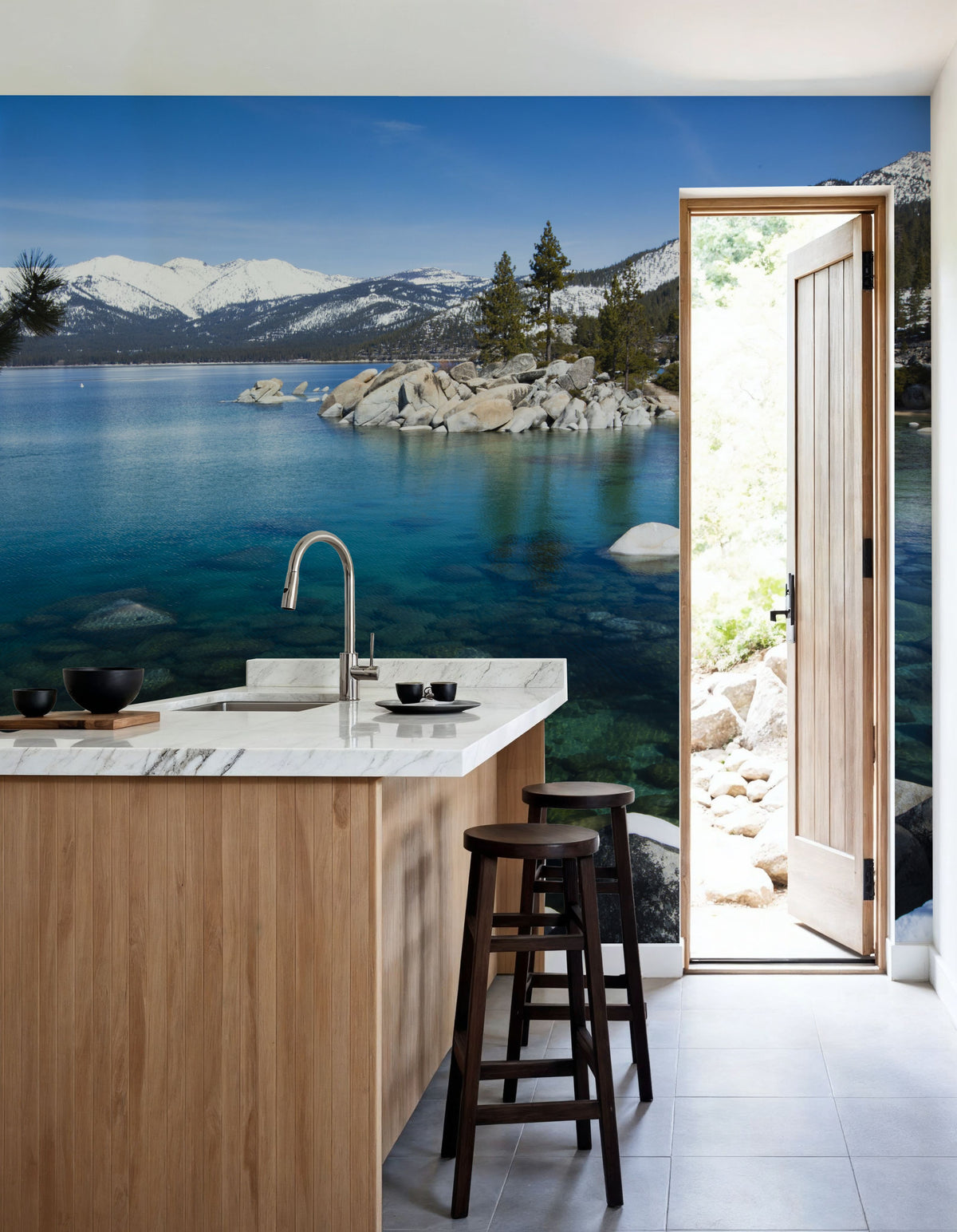 Crystal Alpine Lake Mural Wallpaper - room preview 02