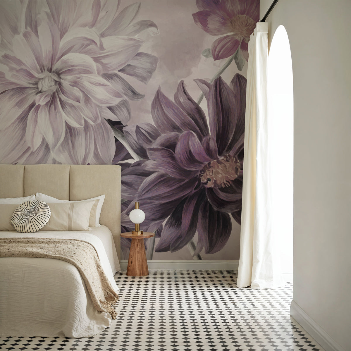Focus on the Dahlia Red Mural Wallpaper - room preview 02