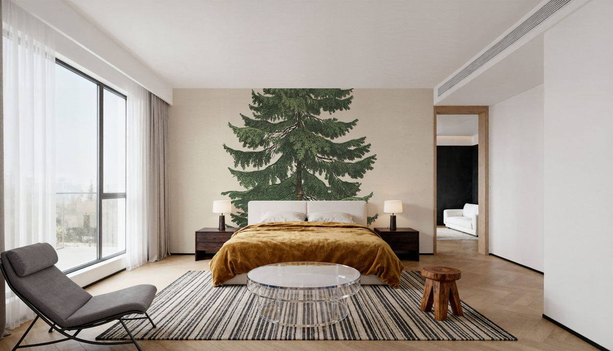 Winter Pine Tree Mural Wallpaper - room preview 02