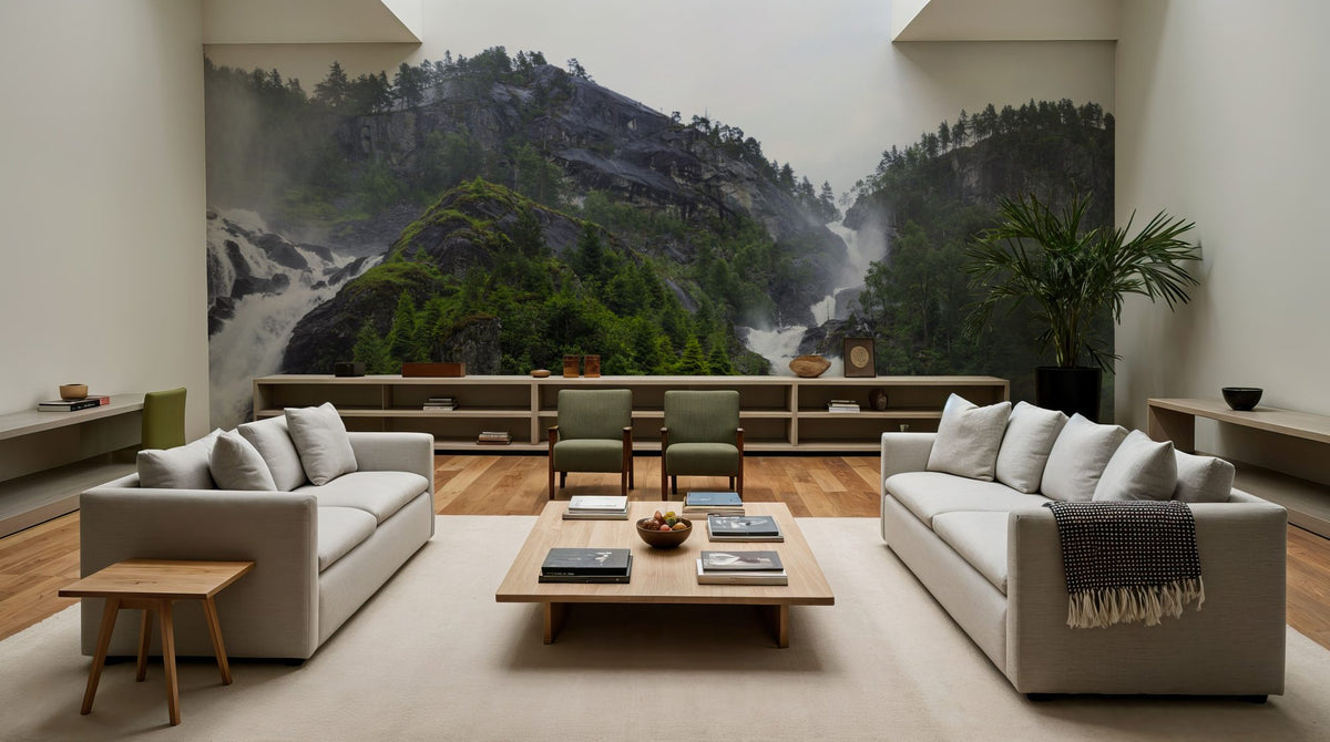 Misty Cascade Mural Wallpaper - room preview 02