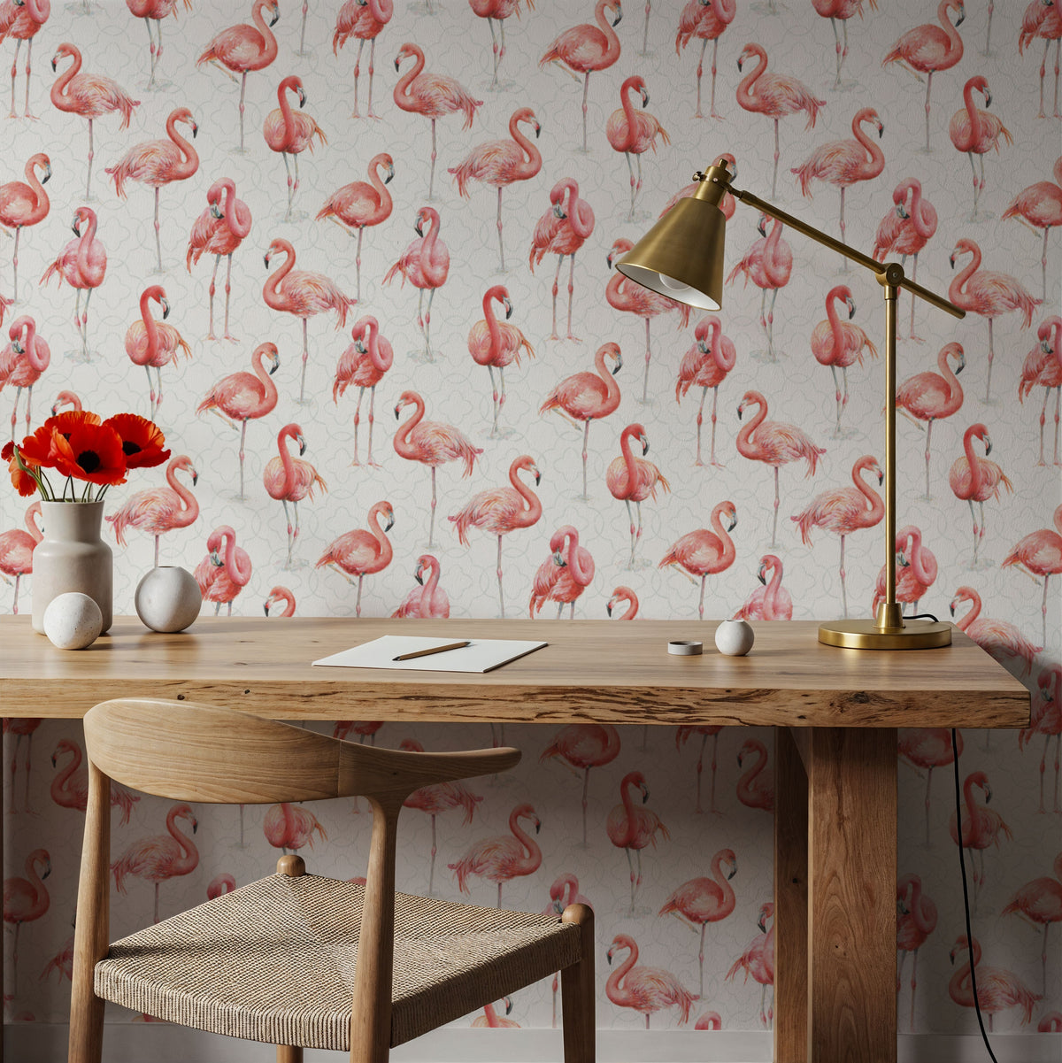 Flamingo Goals White Mural Wallpaper - room preview 02