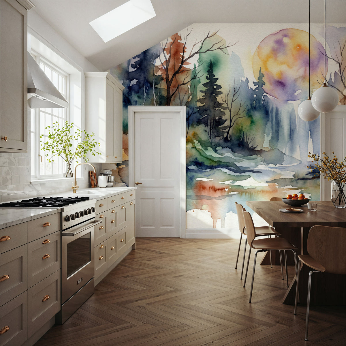 Forest Grove II - Watercolor Landscape Series Mural Wallpaper - room preview 02
