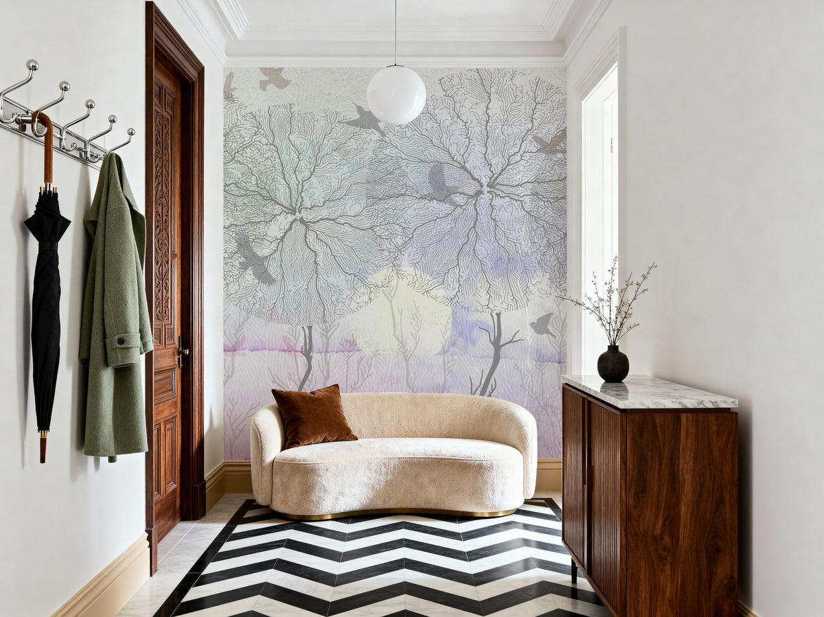 Shade of Trees Lilac Mural Wallpaper - room preview 02