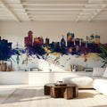 Winnipeg Canada Skyline Blue & Bronze Mural Wallpaper - room preview 02