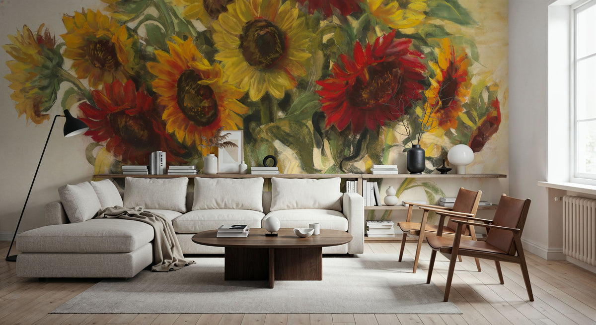 Gathering Sunflowers Mural Wallpaper - room preview 02