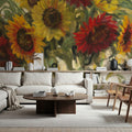 Gathering Sunflowers Mural Wallpaper - room preview 02