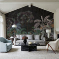 Tropical Forest Strolls Dark Green Mural Wallpaper - room preview 02