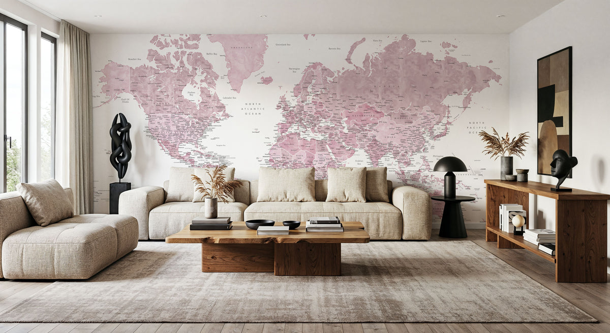 World Map Cities - Melit Mural Wallpaper - room preview 02