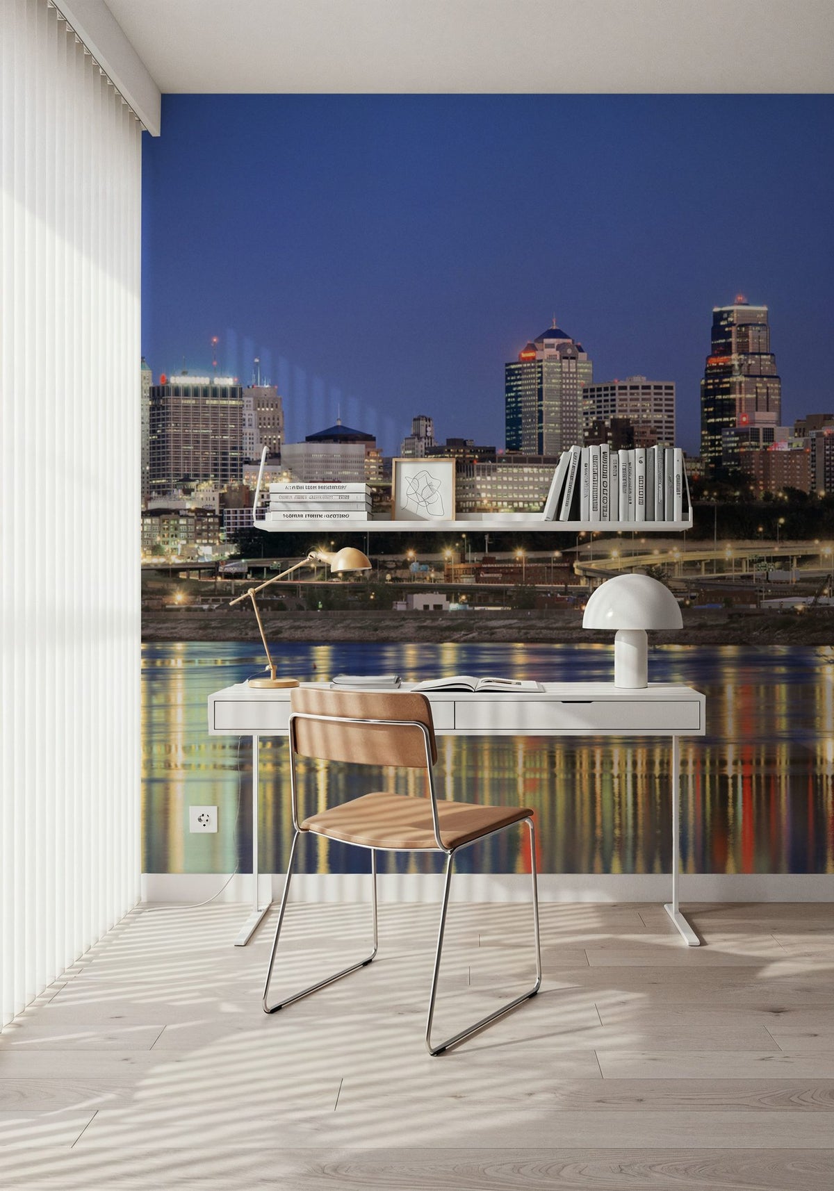 Urban Twilight Reflection Mural Wallpaper - room preview 02