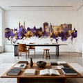 Port-au-Prince Haiti Skyline Purple & Gold Mural Wallpaper - room preview 02