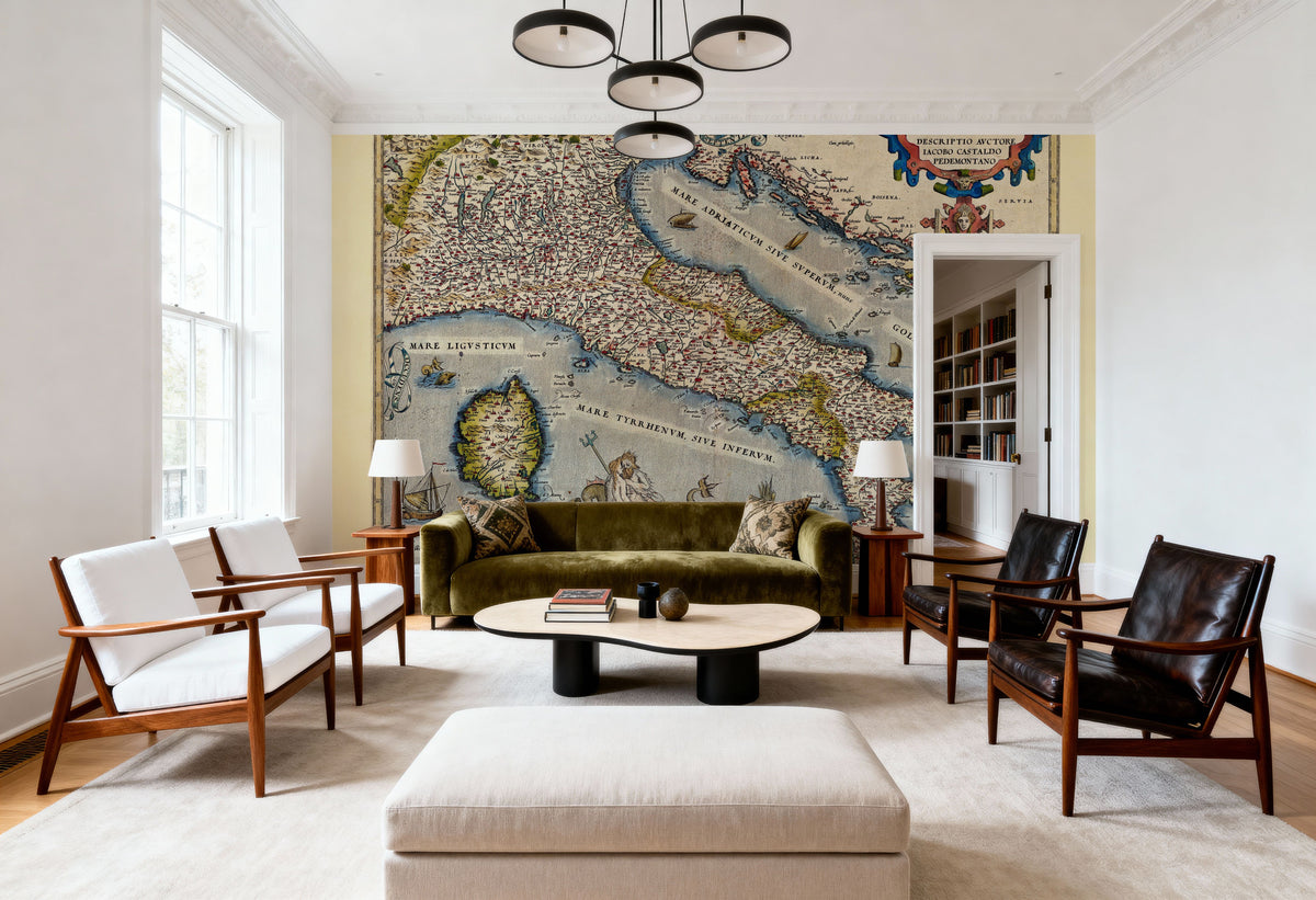 Old Map of Italy, 1570 Mural Wallpaper - room preview 02