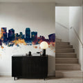 Phoenix Skyline Blue & Bronze Mural Wallpaper - room preview 02