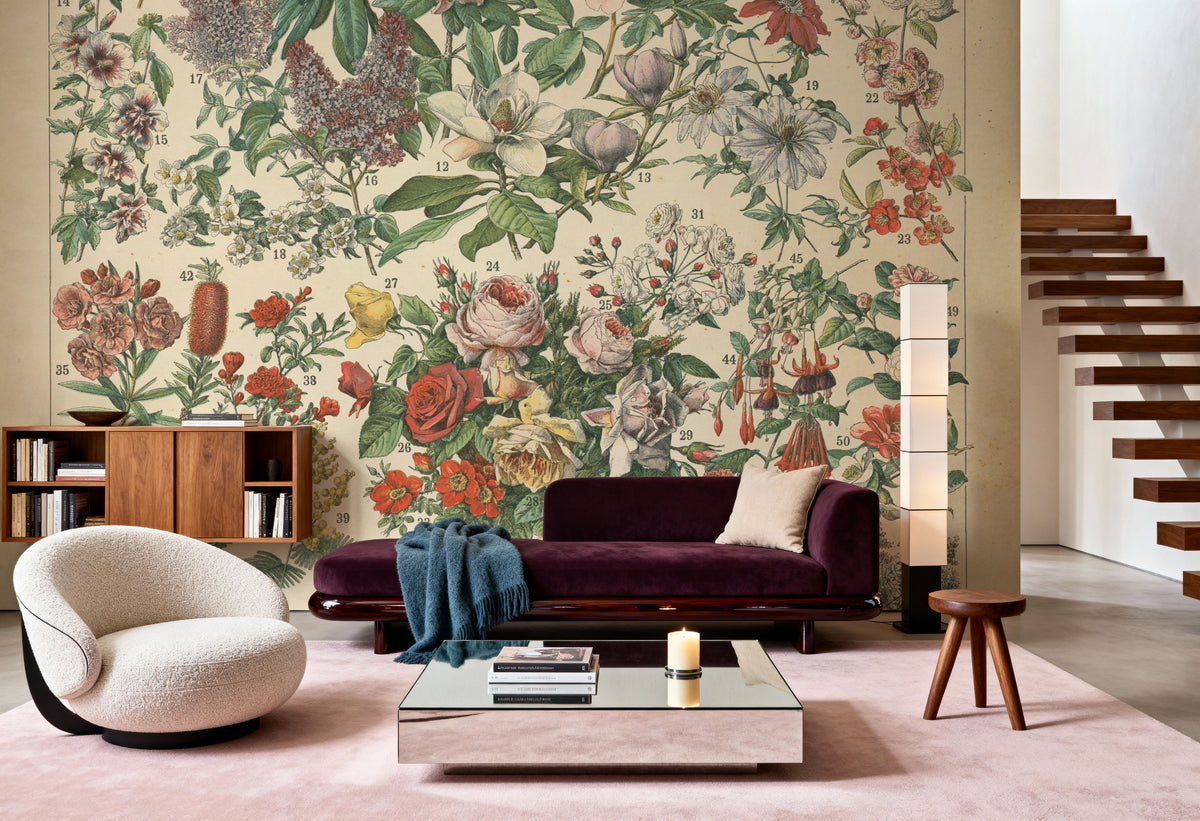 French Flower Chart Mural Wallpaper - room preview 02
