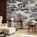 Ukiyo-e Clouds, Soft Pink Mural Wallpaper - room preview 02