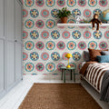 Boho Circles White Mural Wallpaper - room preview 02