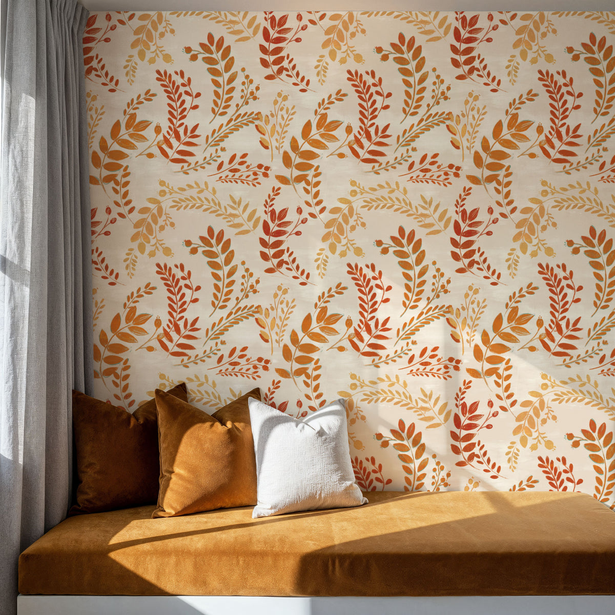 Harvest Sprig Brown Mural Wallpaper - room preview 02