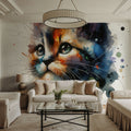 Watercolor Cat Mural Wallpaper - room preview 02