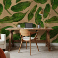 Scattered Banana Leaves Mural Wallpaper - room preview 02