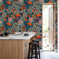 Orange Fish & Proteas Mural Wallpaper - room preview 02