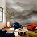 Foggy Mountains, Sepia Mural Wallpaper - room preview 02