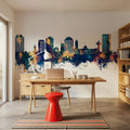 Hobart Australia Skyline Blue & Bronze Mural Wallpaper - room preview 02