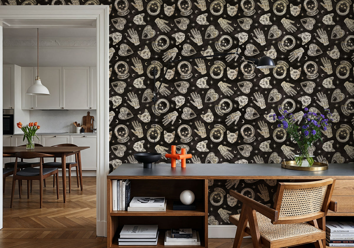 Symbolic Halloween Black Mural Wallpaper - room preview 02