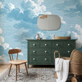 Intaglio Clouds, Washed Demin Mural Wallpaper - room preview 02