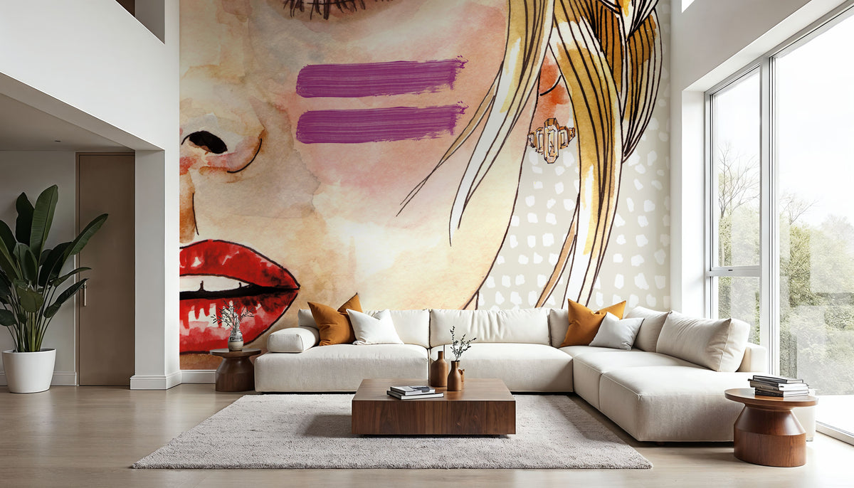Pop Art Girl Mural Wallpaper - room preview 02