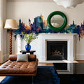 Portland Maine Skyline Blue & Bronze Mural Wallpaper - room preview 02