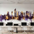 Kuwait City Skyline Purple & Gold Mural Wallpaper - room preview 02