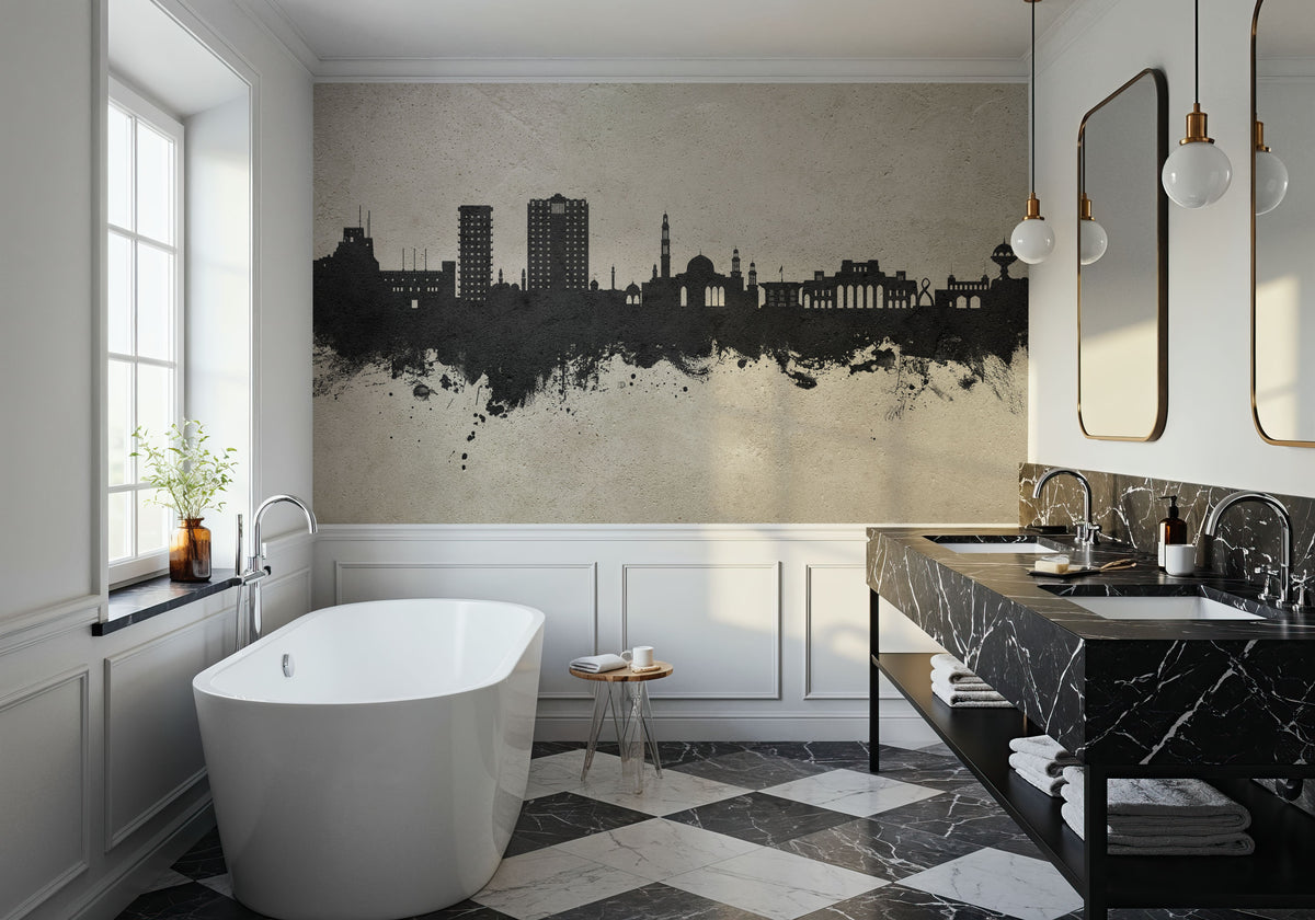 Muscat Oman Skyline Concrete Mural Wallpaper - room preview 02