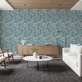 Floral Blossom Dusty Blue Mural Wallpaper - room preview 02
