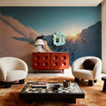 Sunset Skiing Mural Wallpaper - room preview 02