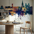 Dijon France Skyline Blue & Bronze Mural Wallpaper - room preview 02