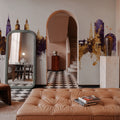 Maastricht the Netherlands Skyline Purple & Gold Mural Wallpaper - room preview 02