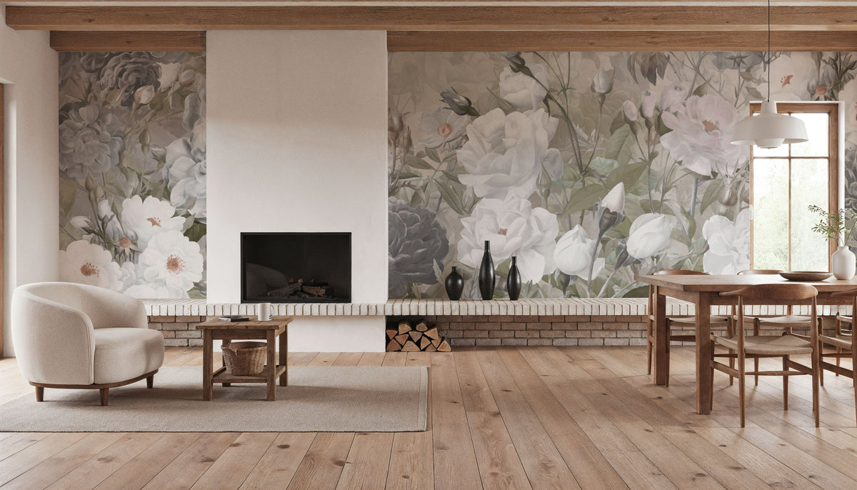 Rose Garden Forest Green Mural Wallpaper - room preview 02
