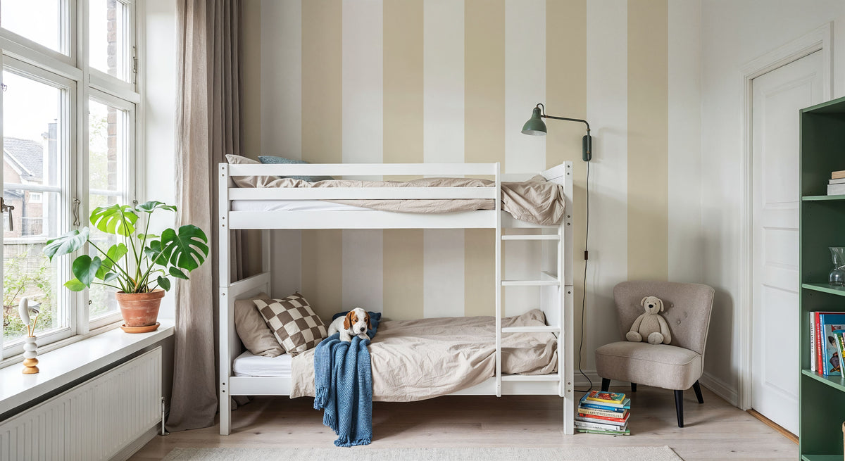Circus Stripes, Beige Mural Wallpaper - room preview 02