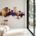 Norfolk Virginia Skyline Purple & Gold Mural Wallpaper - room preview 02