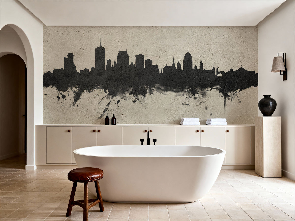 Quebec Canada Skyline Concrete Mural Wallpaper - room preview 02