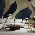 Dynamic Fields, Butter Yellow & Navy Mural Wallpaper - room preview 02