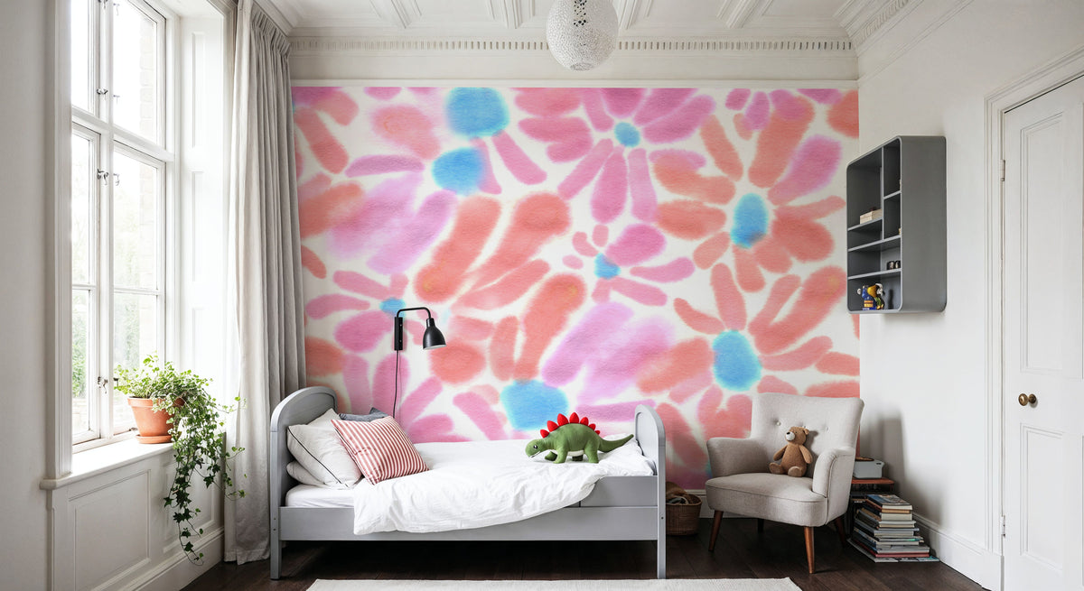 August Blossoms, Pink Mural Wallpaper - room preview 02