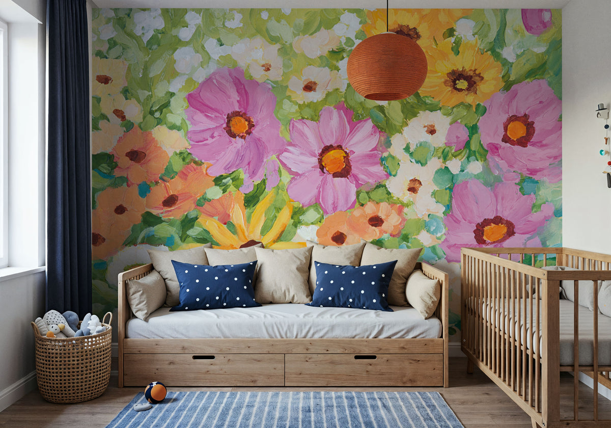 Midsummer Meadow Mural Wallpaper - Red Tone - room preview 02